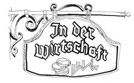 Logo des Podcasts "In der Wirtschaft": Der Name des Podcasts ist auf einem klassischen Wirtshausschild zu sehen.